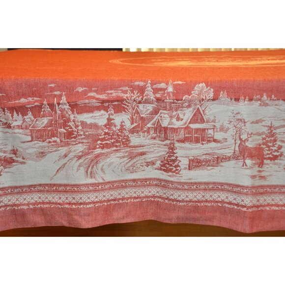 NWOT Williams Sonoma Red Table Cloth Size 70" X 108" The Night Before Christmas - Picture 8 of 10